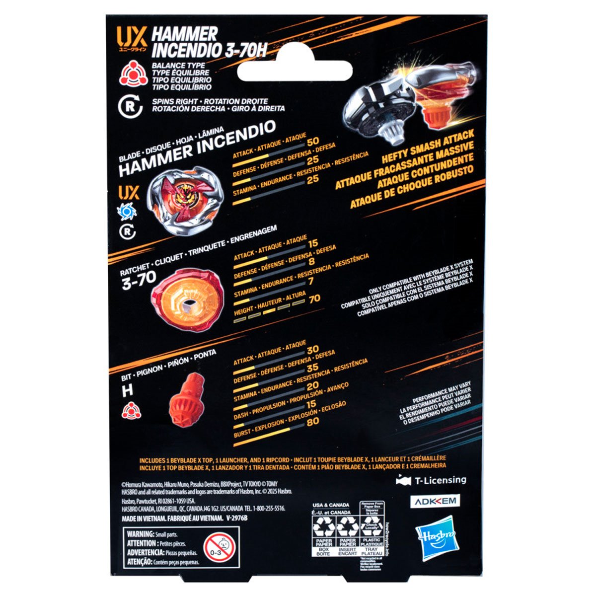 Beyblade X Hammer Incendio 3-70H UX Starter Pack Set