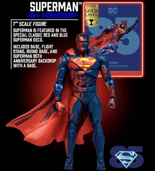 2023 SDCC Comic Con Exclusive Mcfarlane Gold Label Superman 85th Anniversary